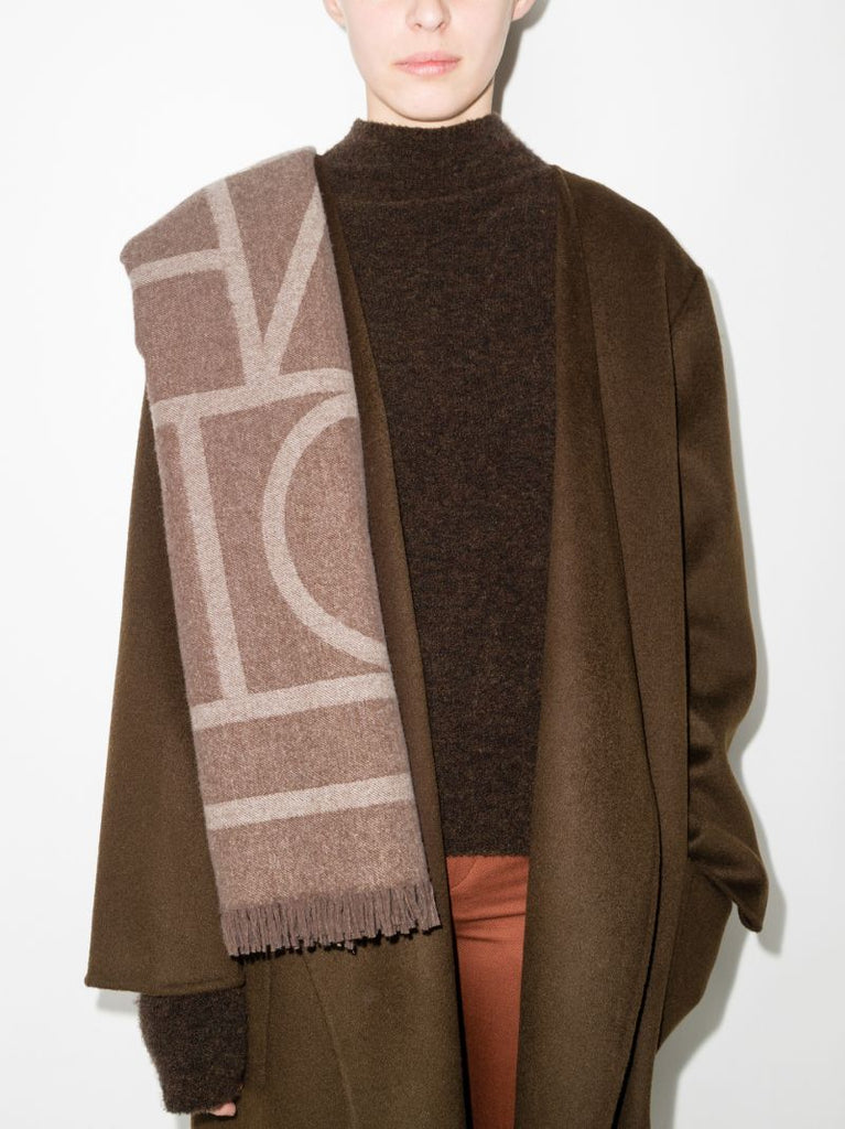Beige Monogram Jacquard Scarf