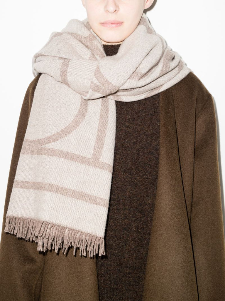 Beige Monogram Jacquard Scarf
