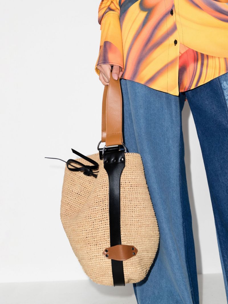 Neutral Bayia Raffia Bucket Bag