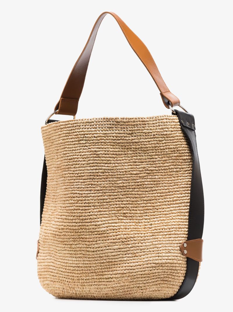 Neutral Bayia Raffia Bucket Bag