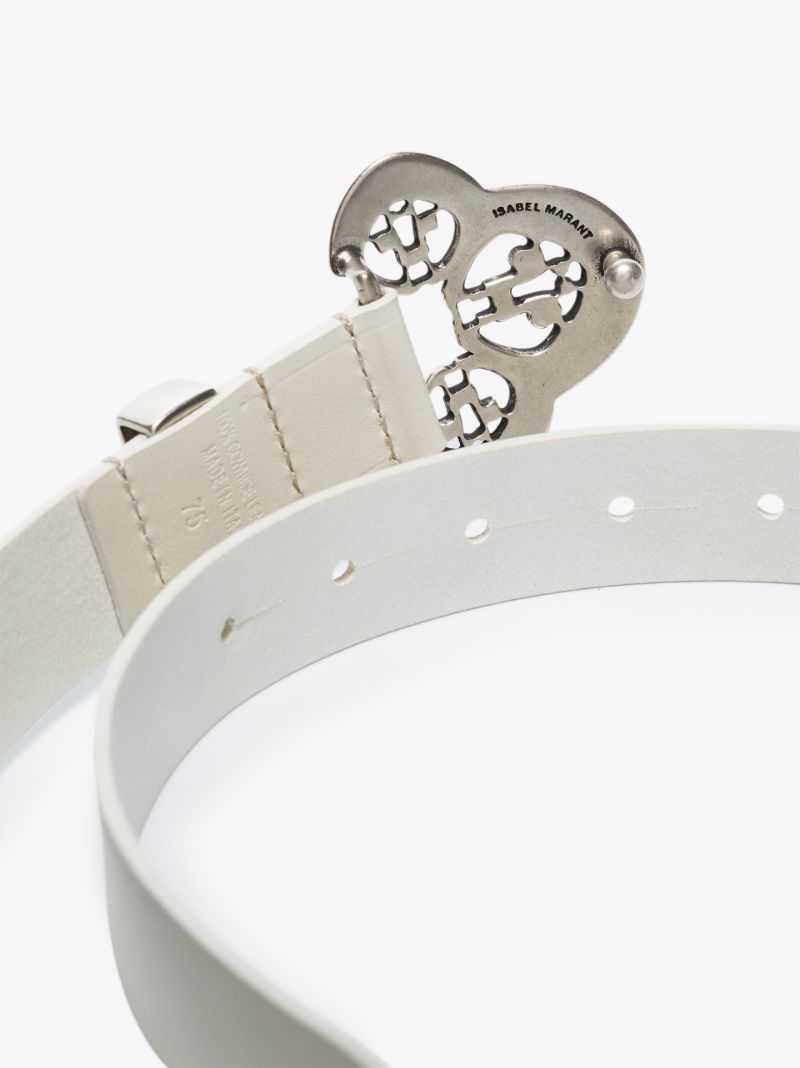 White Louama Leather Belt
