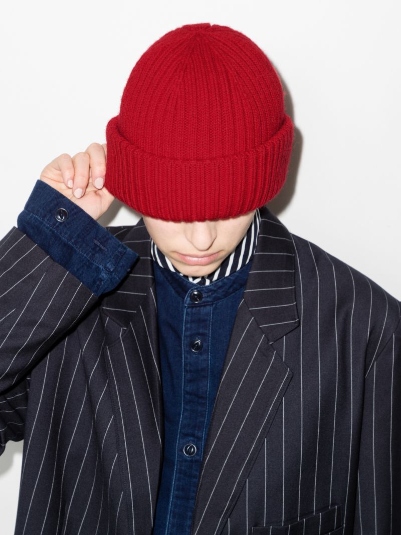 Red Ribbed Beanie Hat