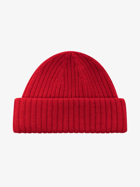 Red Ribbed Beanie Hat