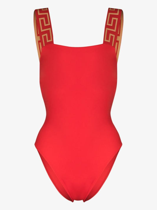 Red Greca Border Swimsuit