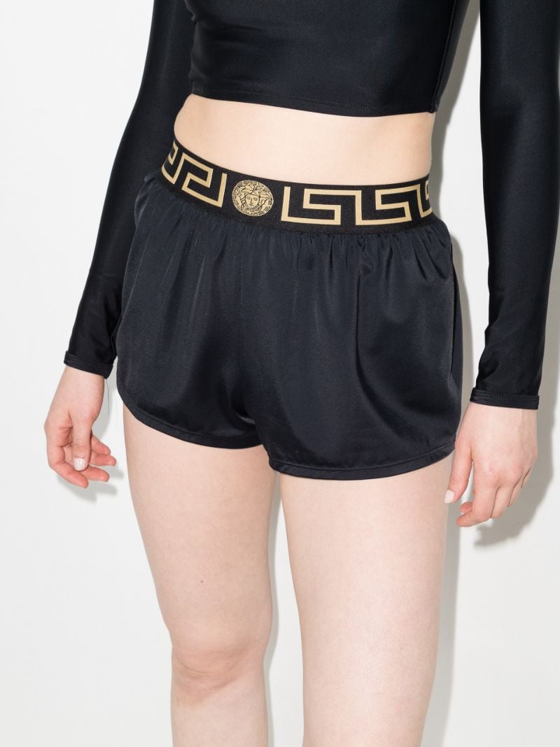 Black High Waist Greca Border Shorts