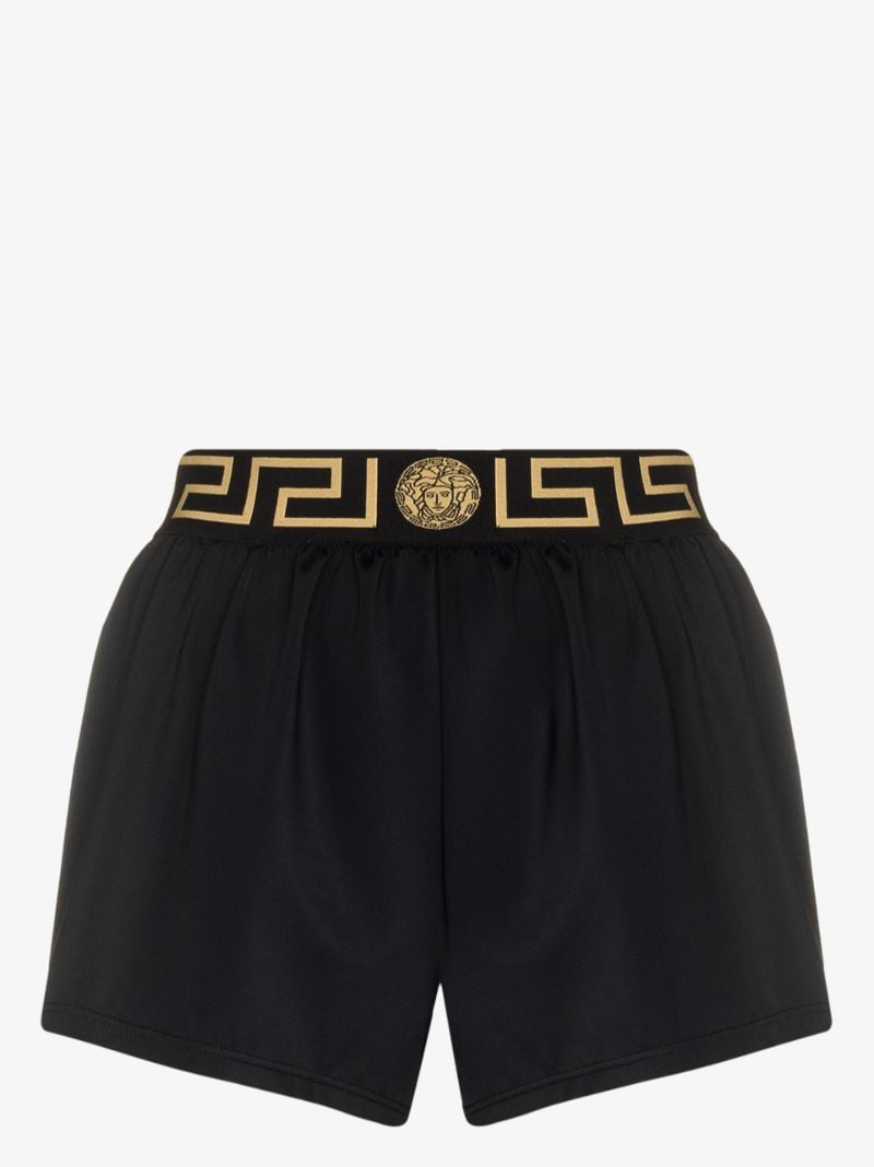 Black High Waist Greca Border Shorts