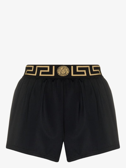 Black High Waist Greca Border Shorts