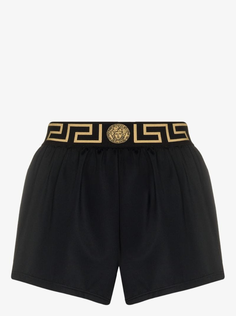 Black High Waist Greca Border Shorts