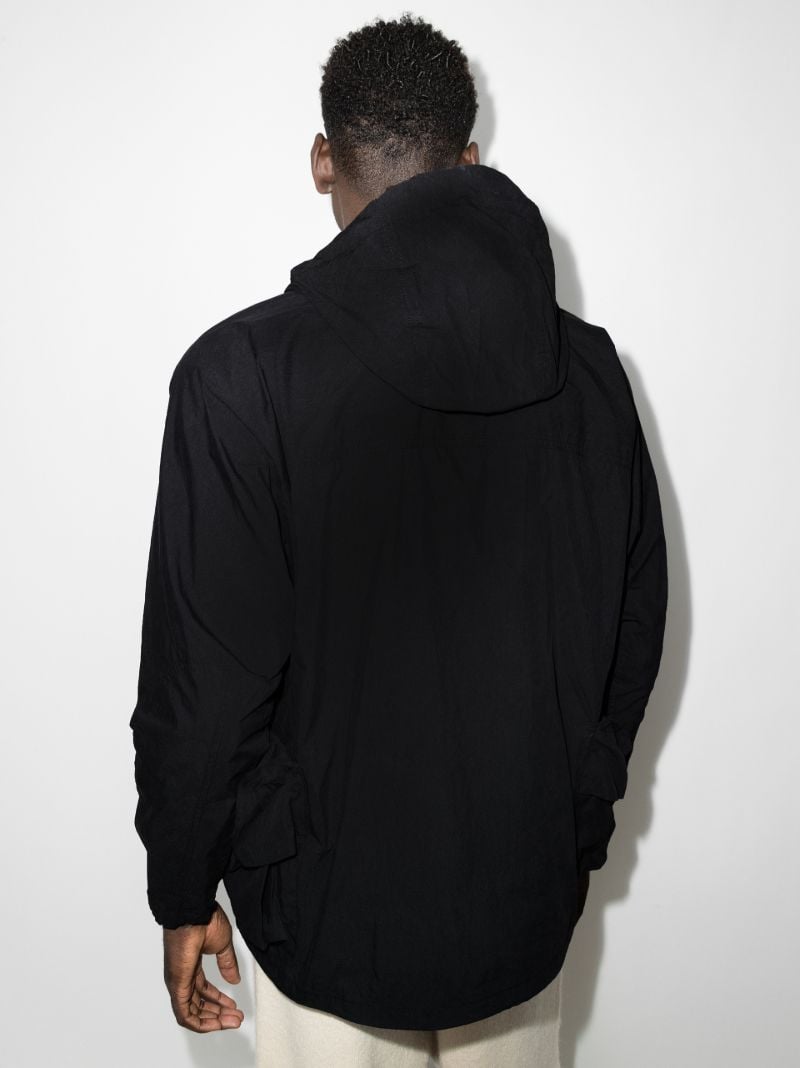 Black C/n Hooded Parka Coat