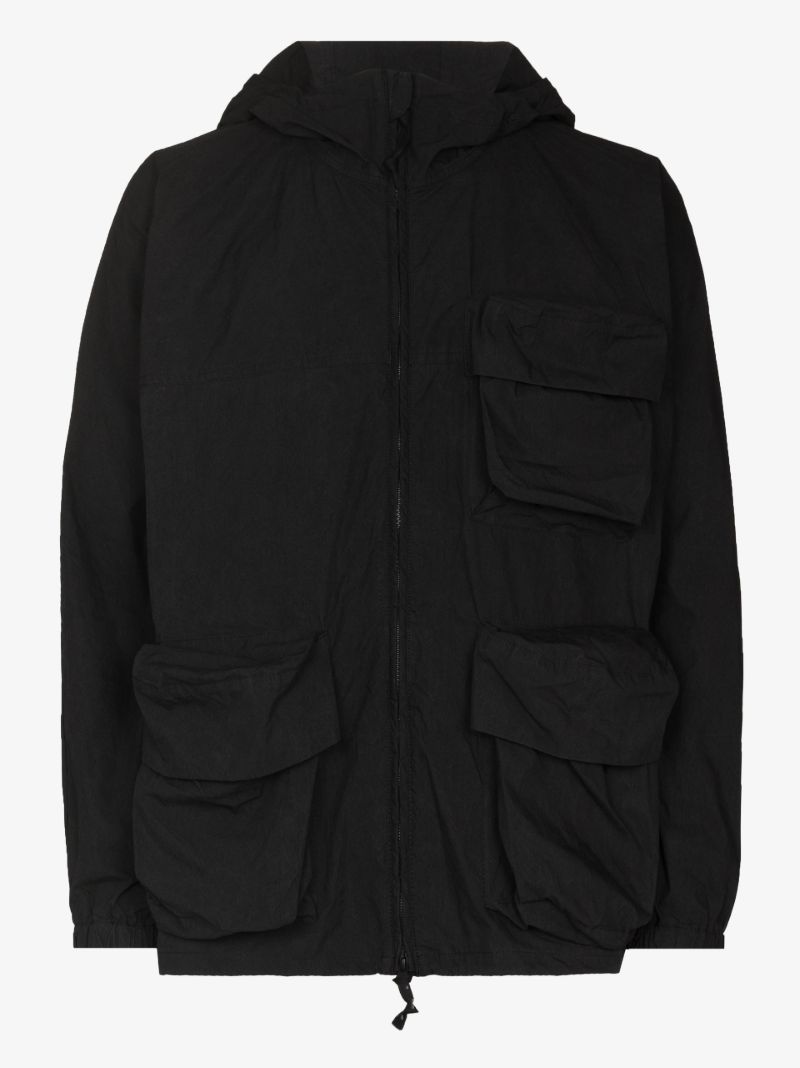 Black C/n Hooded Parka Coat
