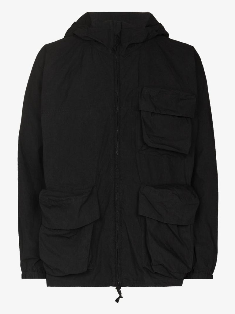Black C/n Hooded Parka Coat