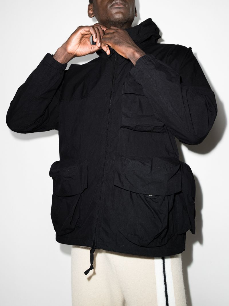 Black C/n Hooded Parka Coat