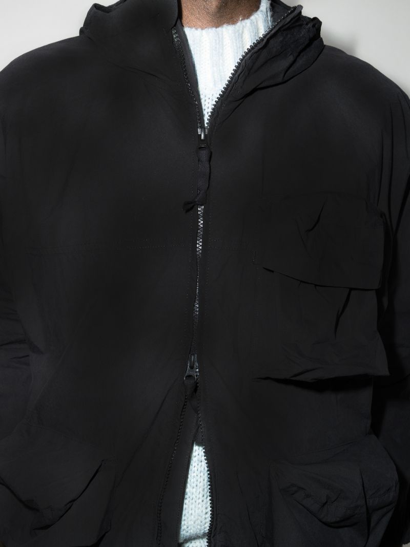 Black C/n Hooded Parka Coat