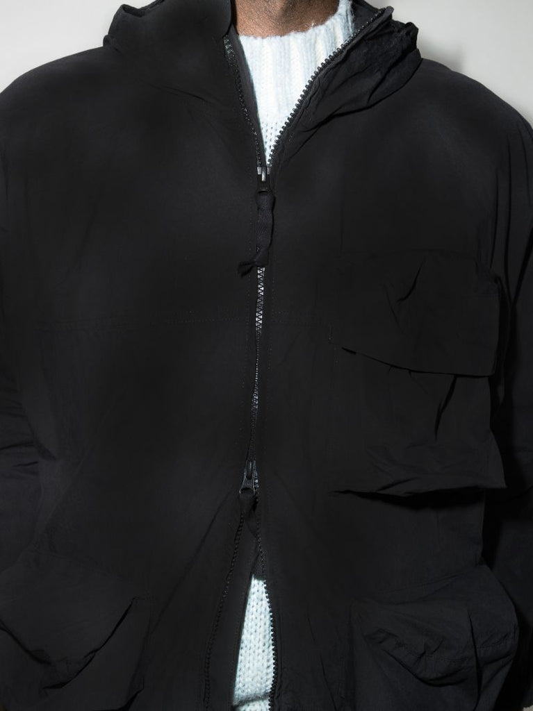 Black C/n Hooded Parka Coat