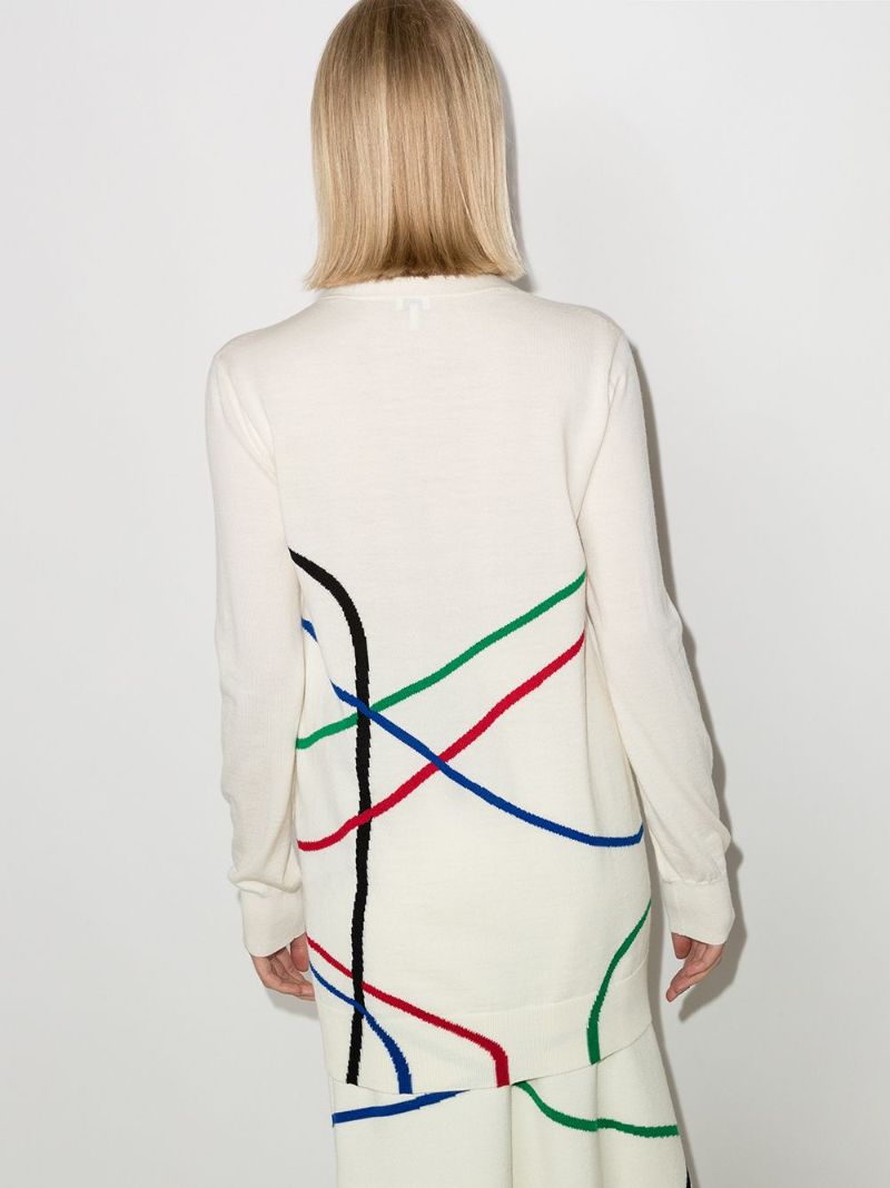 String-embellished V-neck Cardigan
