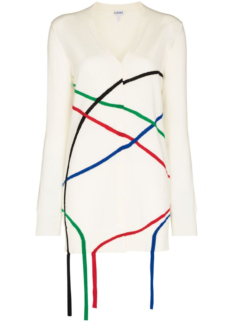 String-embellished V-neck Cardigan