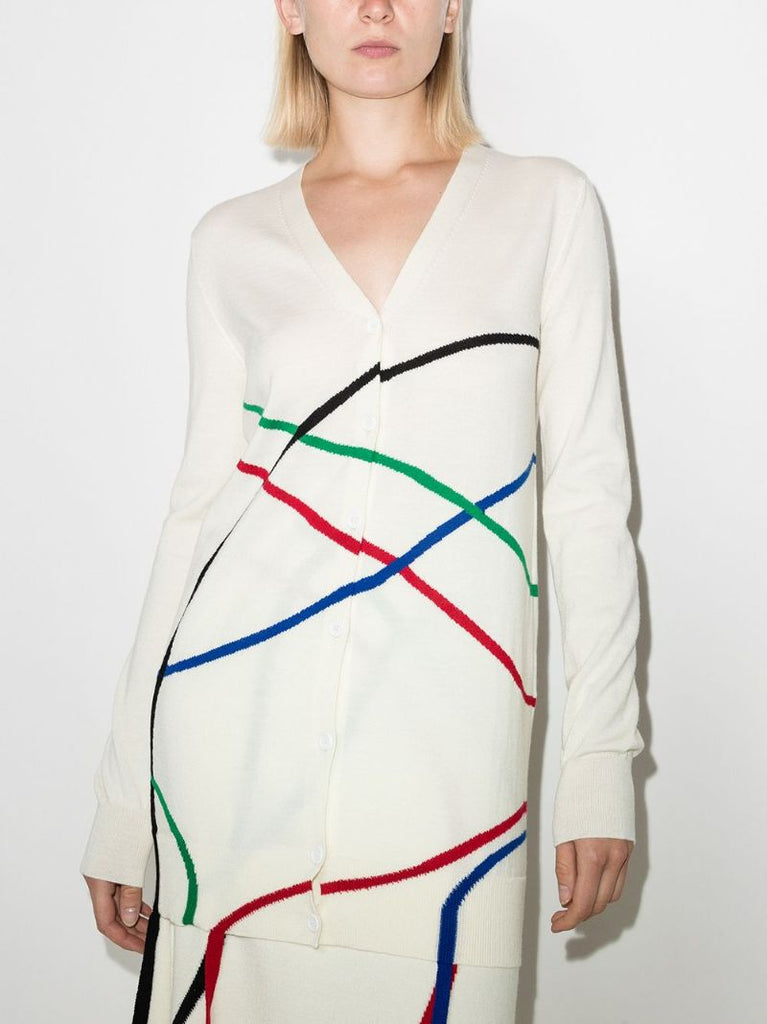 String-embellished V-neck Cardigan