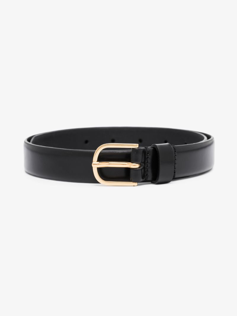 Black Slim Leather Belt