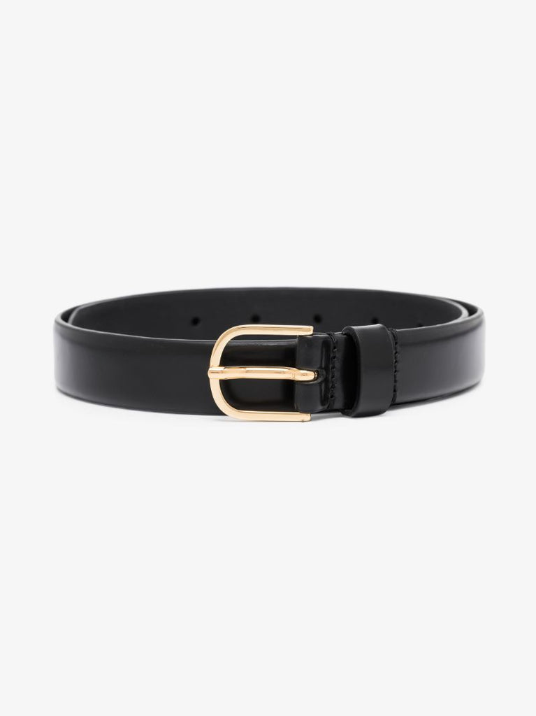 Black Slim Leather Belt