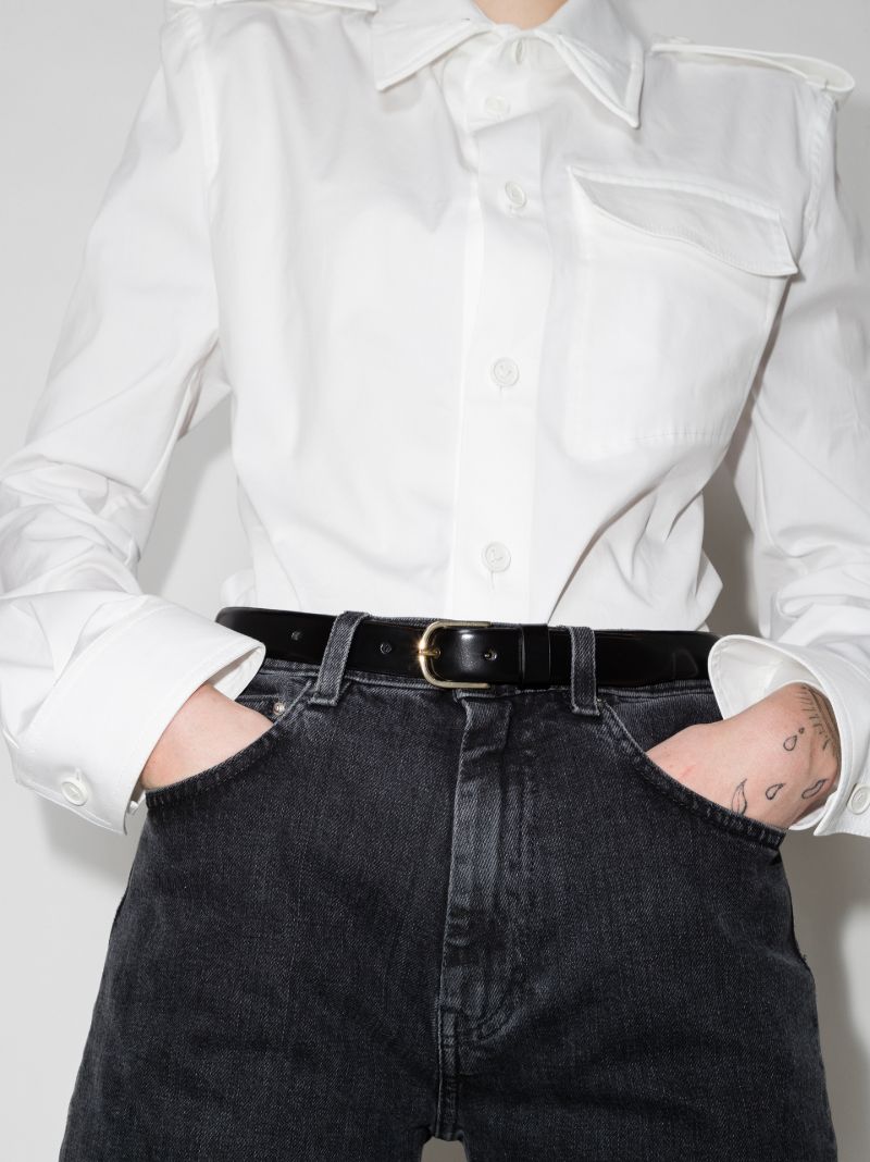 Black Slim Leather Belt
