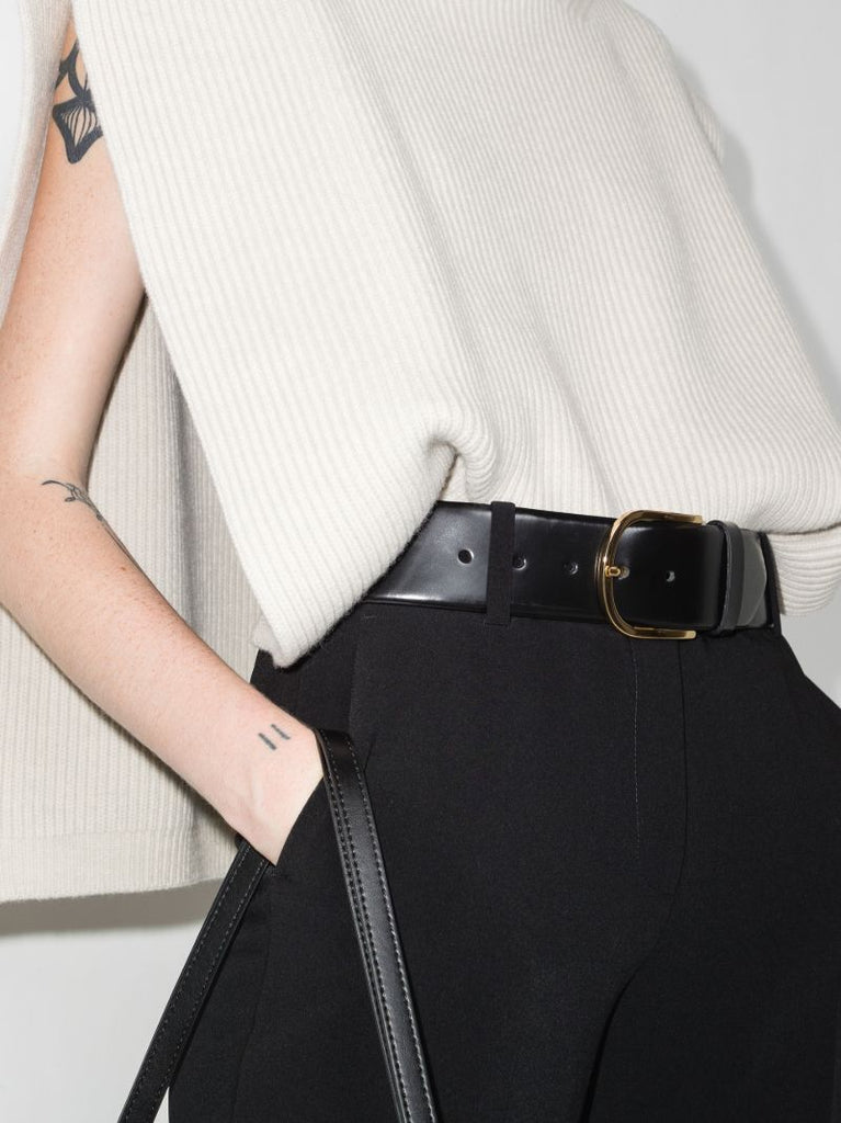 Black Wide Leather Belt