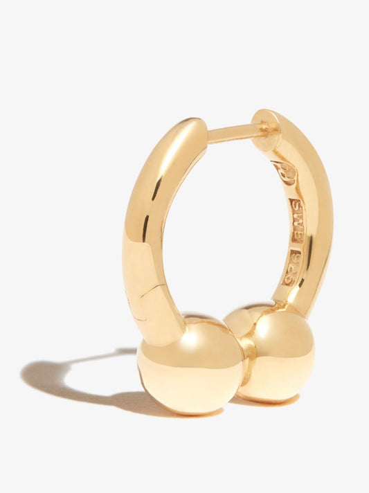 Gold Vermeil Double Pearl Hoop Earring