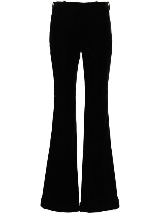 Black Flared Velvet Trousers