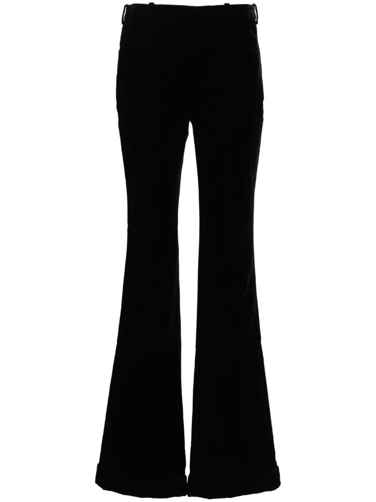 Black Flared Velvet Trousers