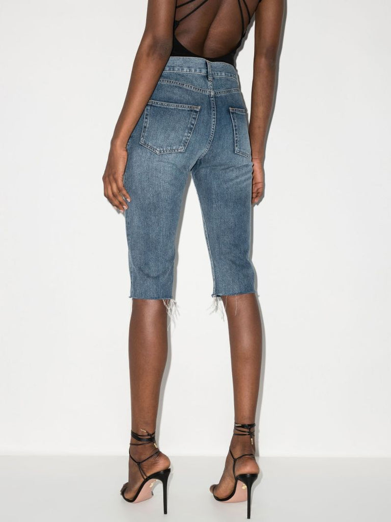 Blue High-rise Denim Shorts