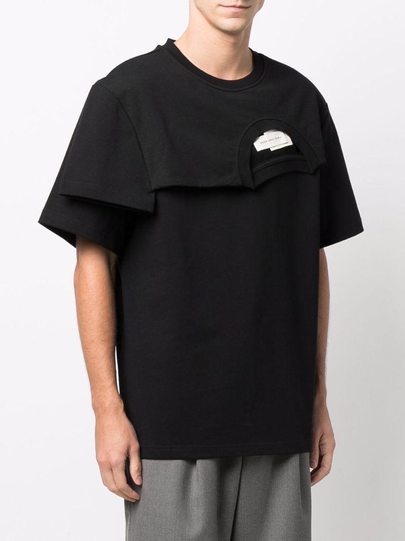 Black Double Collar Cotton T-shirt
