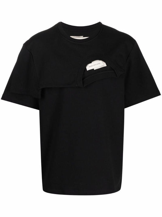 Black Double Collar Cotton T-shirt