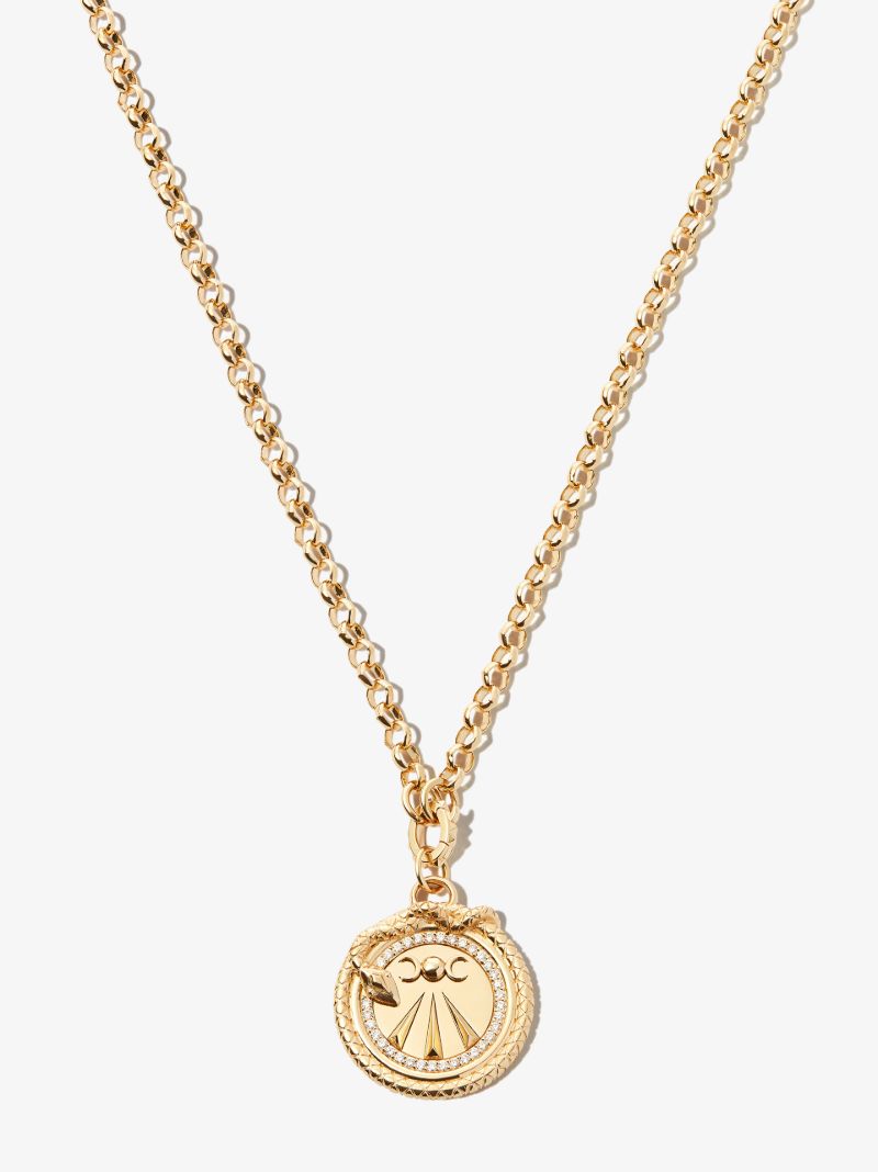18k Yellow Gold Mind Body Soul Wholeness Large Diamond Medallion Charm