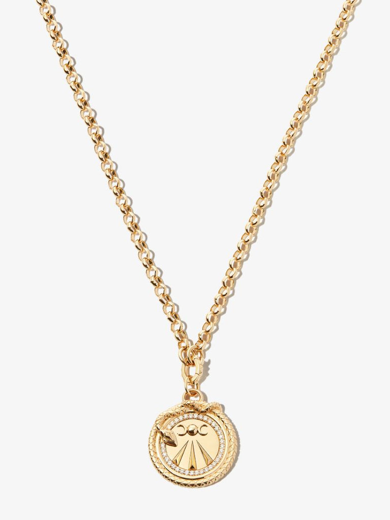 18k Yellow Gold Mind Body Soul Wholeness Large Diamond Medallion Charm