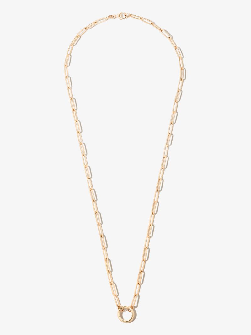 18k Yellow Gold Classic Fob Open Clip Chain Necklace
