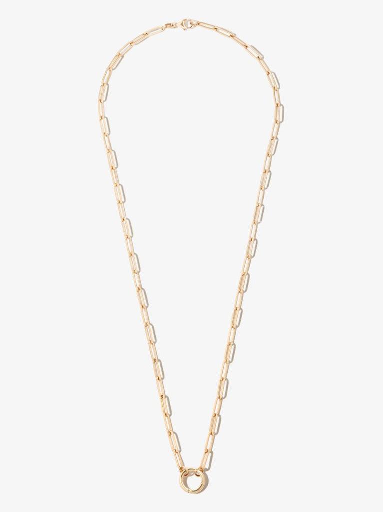 18k Yellow Gold Classic Fob Open Clip Chain Necklace