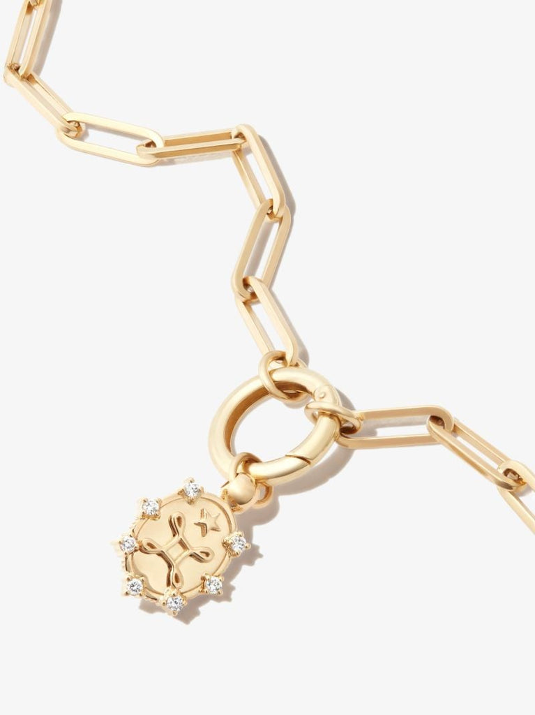 18k Yellow Gold Classic Fob Open Clip Chain Necklace
