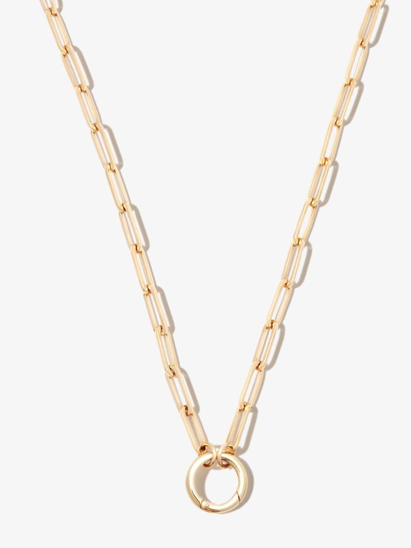 18k Yellow Gold Classic Fob Open Clip Chain Necklace