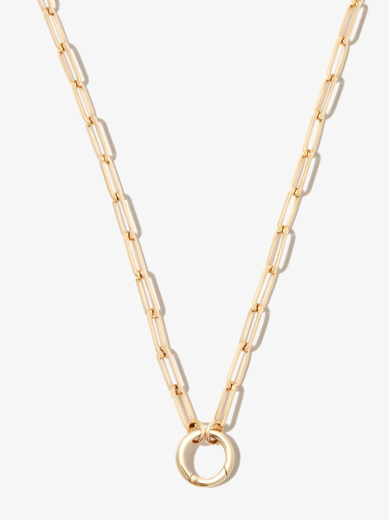 18k Yellow Gold Classic Fob Open Clip Chain Necklace
