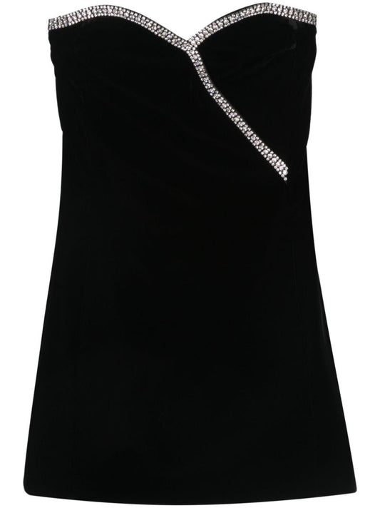 Black Embellished Velvet Mini Dress