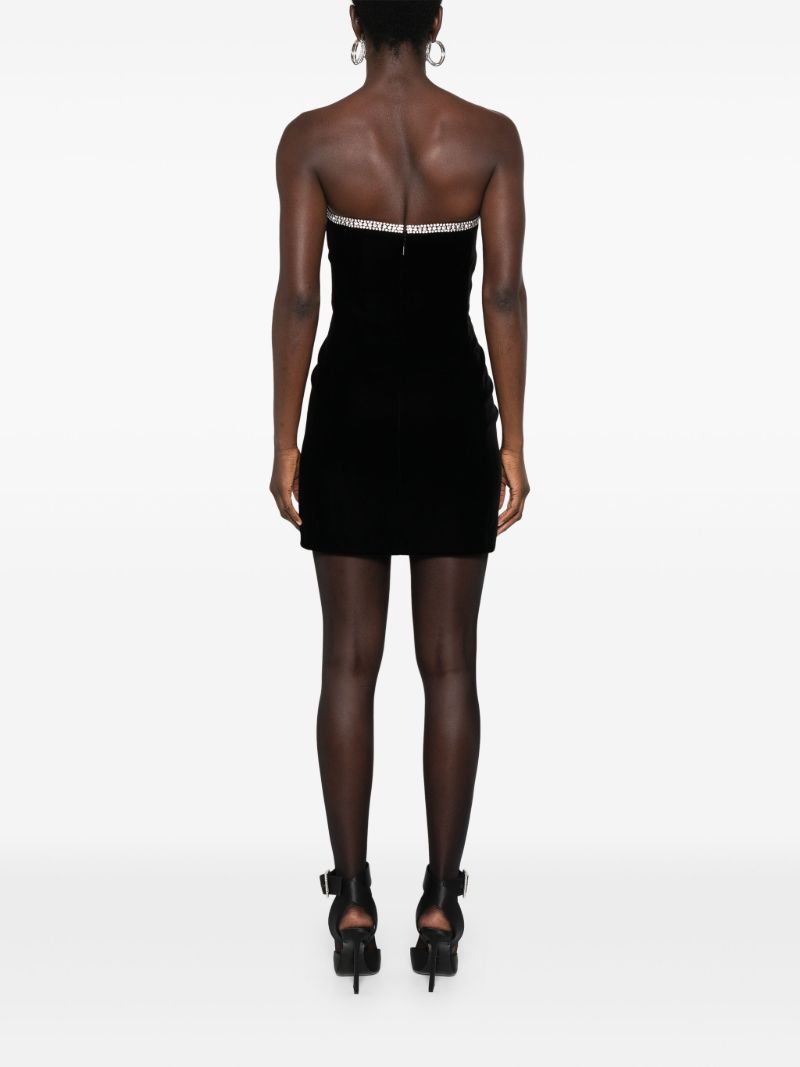 Black Embellished Velvet Mini Dress