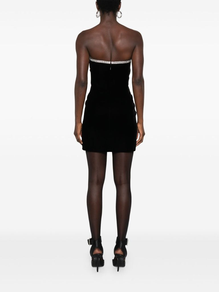 Black Embellished Velvet Mini Dress