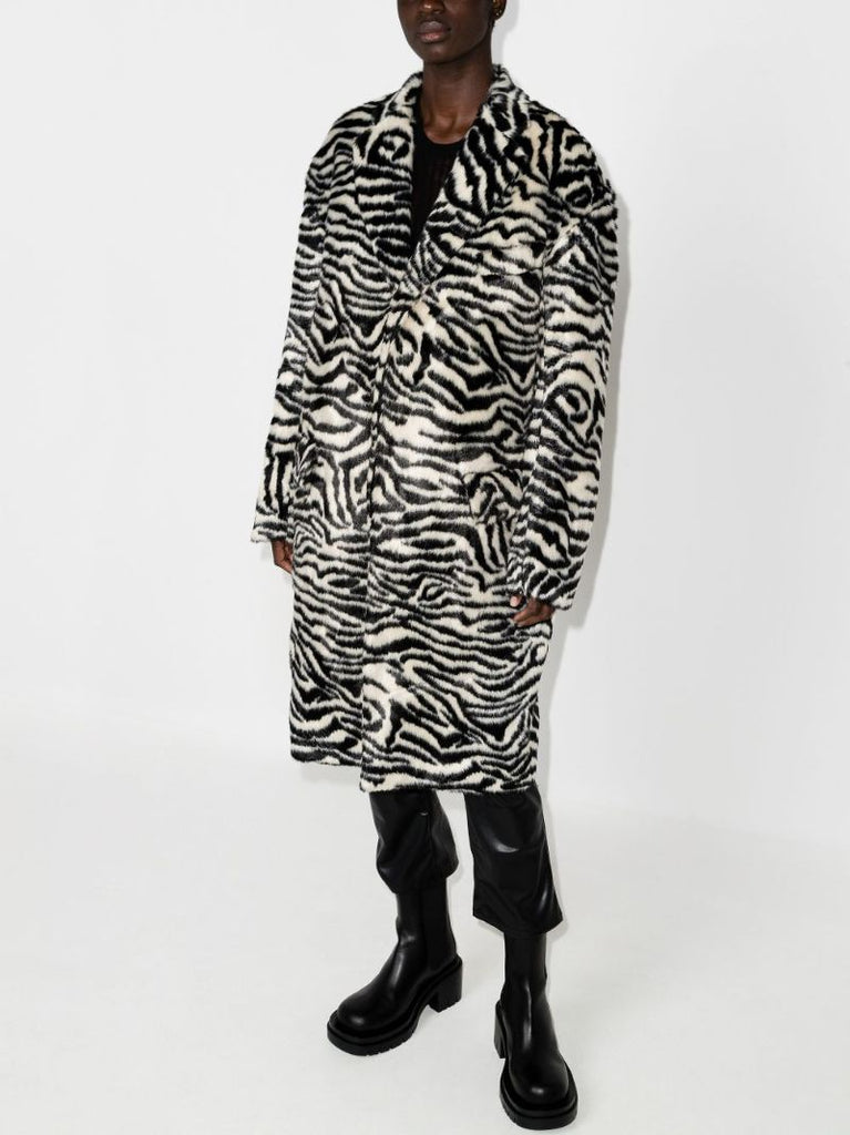 Zebra-print Faux-fur Coat