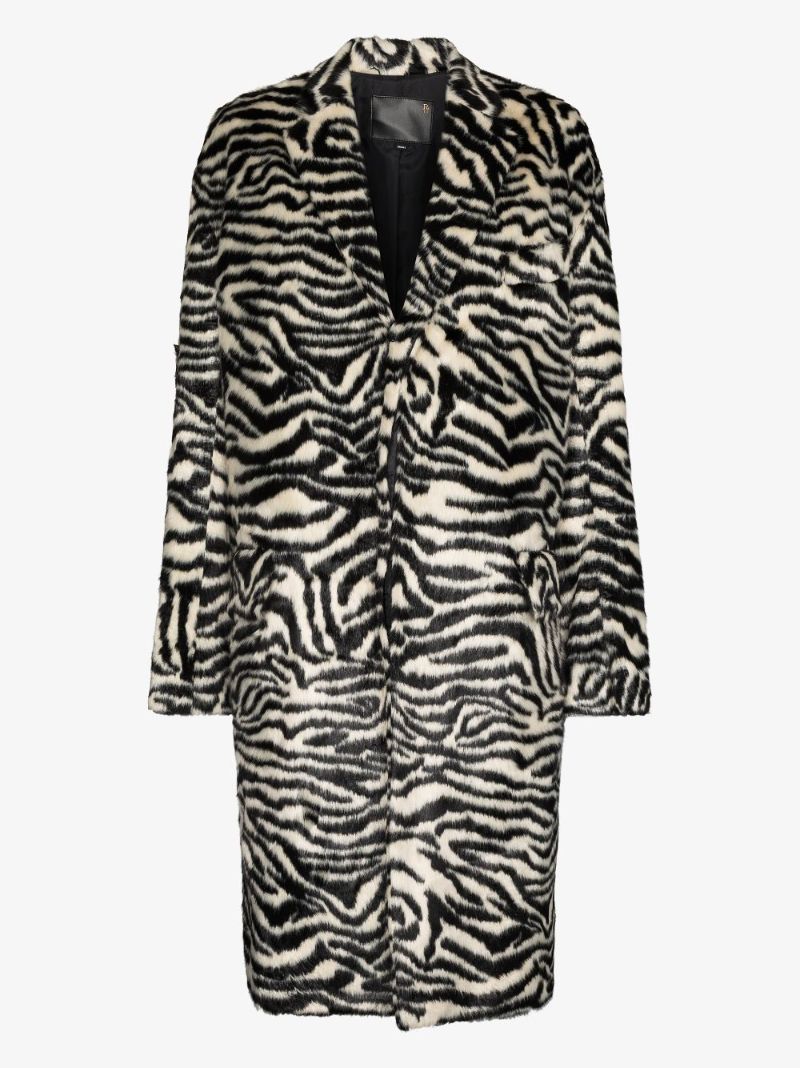 Zebra-print Faux-fur Coat