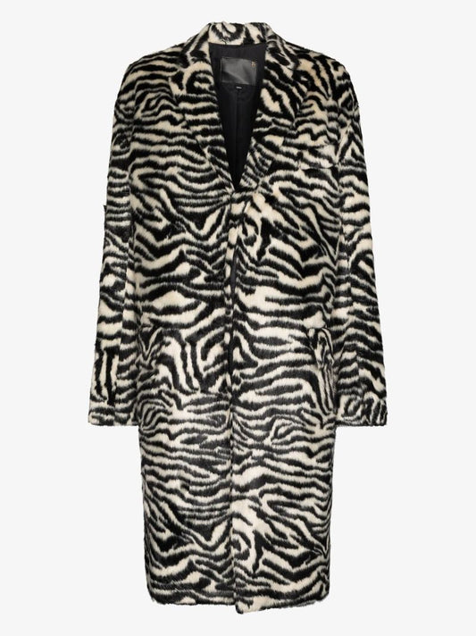 Zebra-print Faux-fur Coat