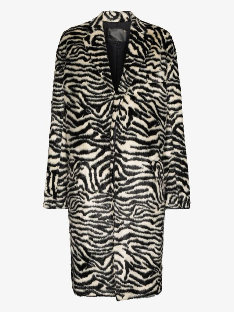 Zebra-print Faux-fur Coat