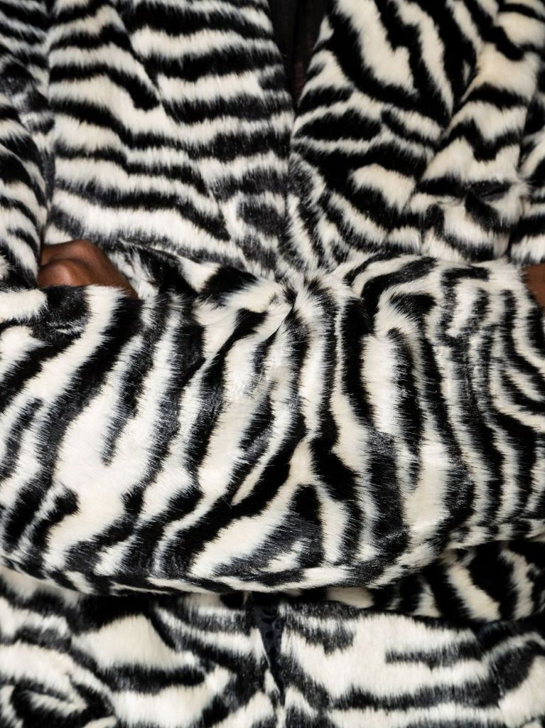 Zebra-print Faux-fur Coat