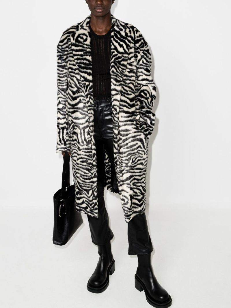 Zebra-print Faux-fur Coat