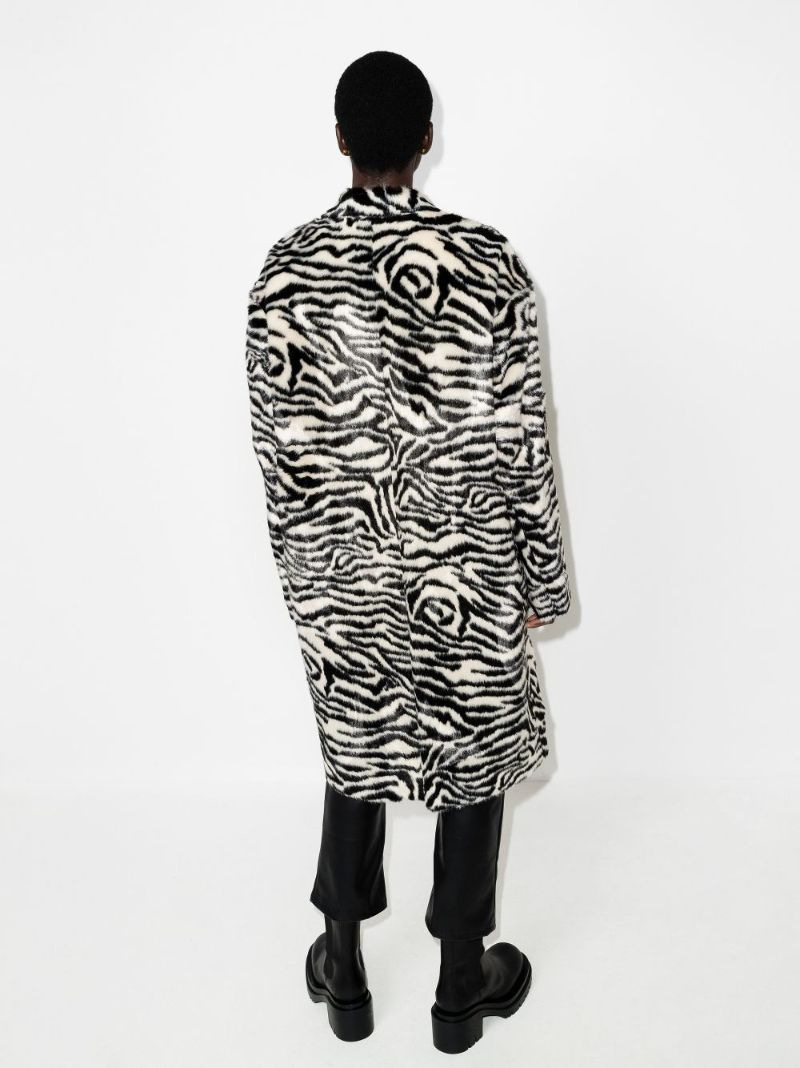 Zebra-print Faux-fur Coat