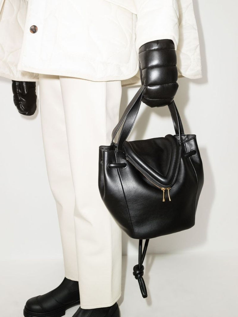 Black Melaka Faux Leather Gloves