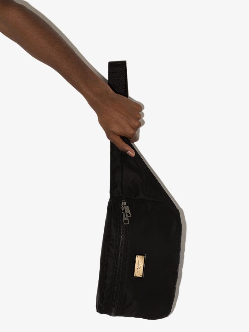 Black Logo Plaque Cross Body Bag
